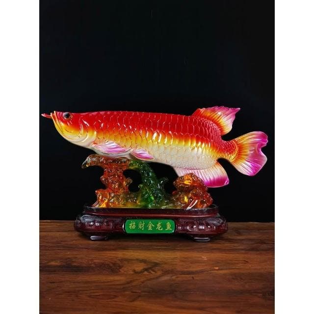 中式仿玉樹脂工藝品招財金龍魚開業喬遷送禮風水家裏客廳擺件創意