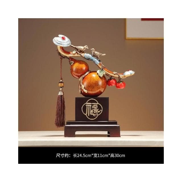 柿柿如意葫蘆聚寶盆擺件客廳招財聚財喬遷新居搬家禮物裝飾