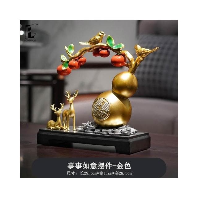 柿柿如意葫蘆聚寶盆擺件客廳招財聚財喬遷新居搬家禮物裝飾