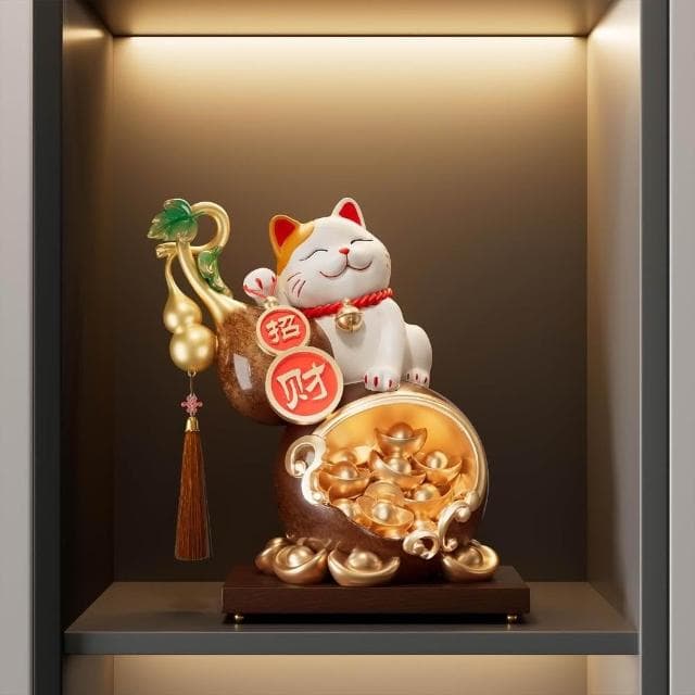 葫蘆招財貓擺件客廳玄關酒櫃電視櫃裝飾品開業大吉喬遷禮物
