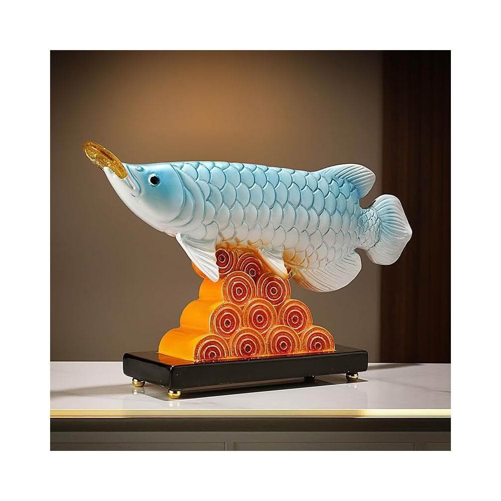 新中式年年有餘招財金龍魚擺件客廳酒櫃玄關辦公桌面喬遷開業禮物