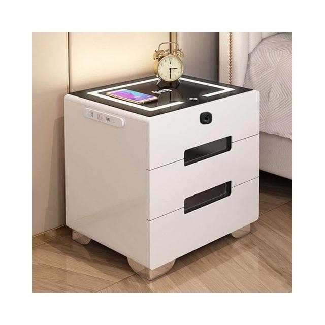 智能床頭櫃簡約現代多功能帶燈無綫充電指紋鎖藍牙音響臥室床邊櫃床頭櫃 抽屜櫃 臥室櫃 置物櫃 收納櫃 APDN