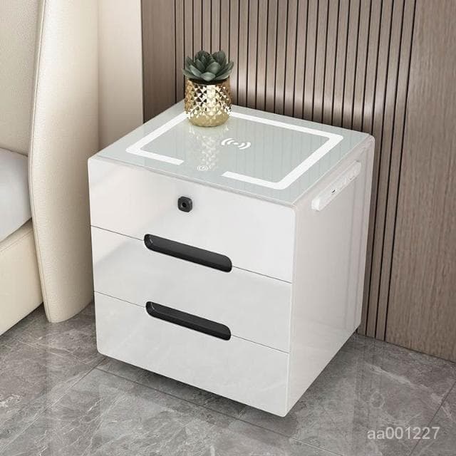 智能床頭櫃現代簡約多功能帶燈無綫充電指紋鎖藍牙音響臥室床邊櫃床頭櫃 抽屜櫃 臥室櫃 置物櫃 收納櫃 XKK8