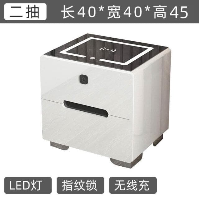 智能床頭櫃現代簡約多功能帶燈無綫充電指紋鎖藍牙音響臥室床邊櫃床頭櫃 抽屜櫃 臥室櫃 置物櫃 收納櫃 XKK8
