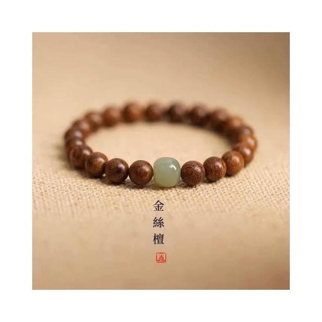 【開運堂】現貨 檀木 紫檀手串女生黑檀木佛珠金絲楠木手鍊和田玉