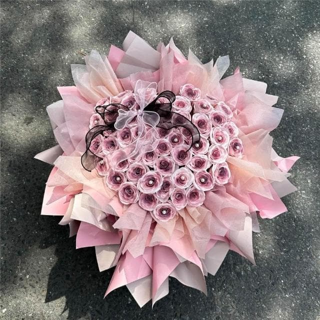 七夕創意禮物 烏梅子醬永生花 仿真花 玫瑰花花束 送女友情人節小禮品