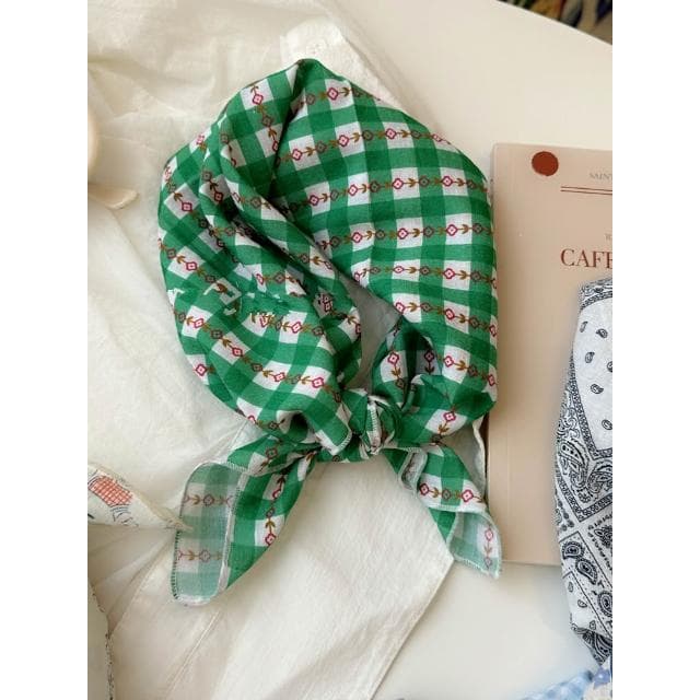 🎗飾間首飾鋪 軟乎方巾碎花波點棉麻領巾圍脖配飾裝飾頭巾文藝復古小清新ins腰巾