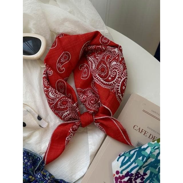 🎗飾間首飾鋪 軟乎方巾碎花波點棉麻領巾圍脖配飾裝飾頭巾文藝復古小清新ins腰巾