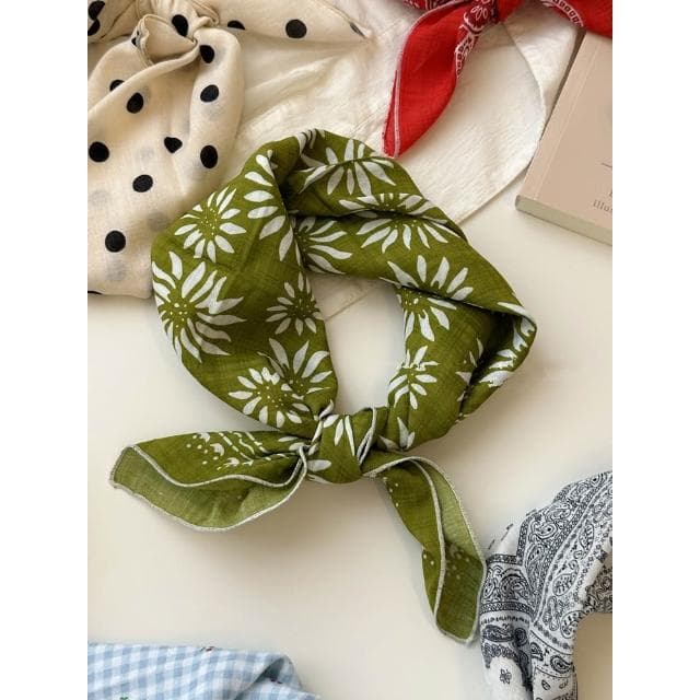 🎗飾間首飾鋪 軟乎方巾碎花波點棉麻領巾圍脖配飾裝飾頭巾文藝復古小清新ins腰巾