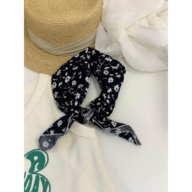 🎗飾間首飾鋪 軟乎方巾碎花波點棉麻領巾圍脖配飾裝飾頭巾文藝復古小清新ins腰巾