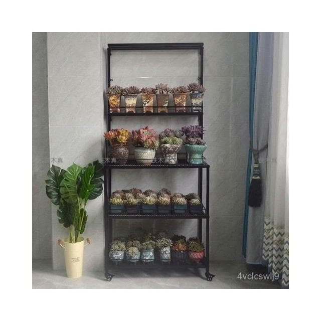 定製 室內陽臺多肉花架可掛補光燈專用多層日式塊根植物架盆栽花盆架子