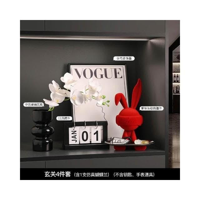 创意钥匙收纳玄关兔子摆件客厅轻奢入户电视柜装饰品乔迁新居礼物