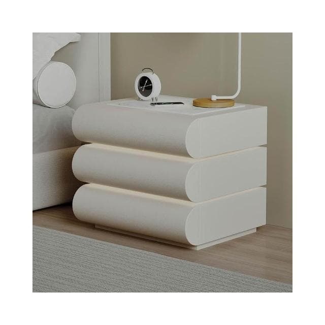 可旋轉智能床頭櫃月半全實木現代簡約奶油風無線充電帶燈藍牙音響