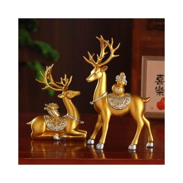 創意招財鹿擺件客廳酒櫃玄關家居擺設電視櫃福鹿裝飾新房喬遷禮物