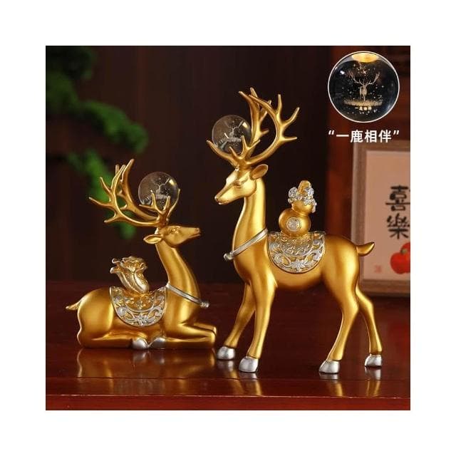 創意招財鹿擺件客廳酒櫃玄關家居擺設電視櫃福鹿裝飾新房喬遷禮物