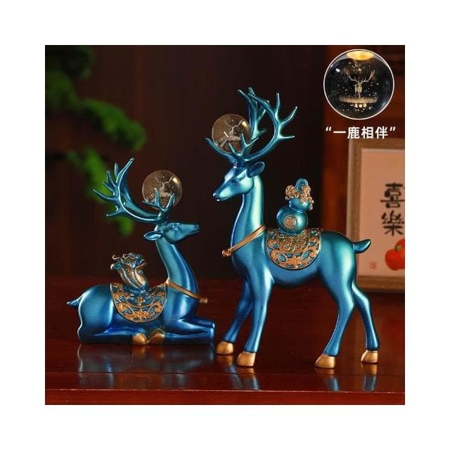 創意招財鹿擺件客廳酒櫃玄關家居擺設電視櫃福鹿裝飾新房喬遷禮物