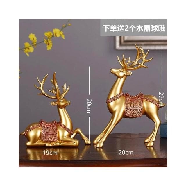 創意招財鹿擺件客廳酒櫃玄關家居擺設電視櫃福鹿裝飾新房喬遷禮物