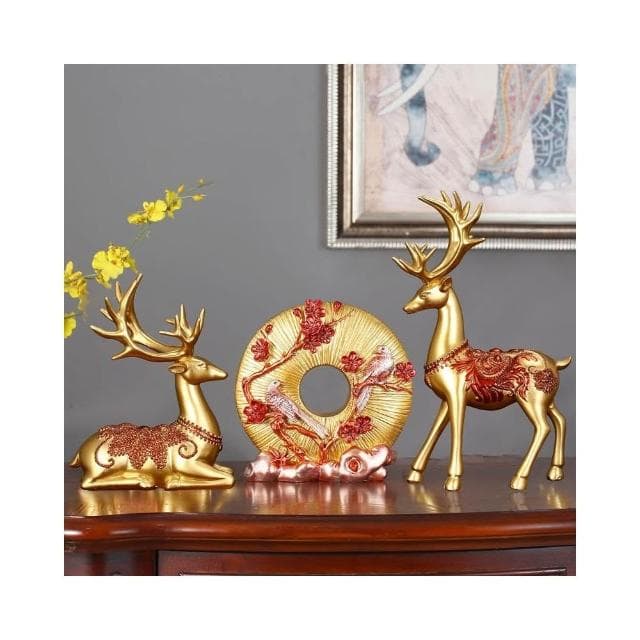 創意招財鹿擺件客廳酒櫃玄關家居擺設電視櫃福鹿裝飾新房喬遷禮物
