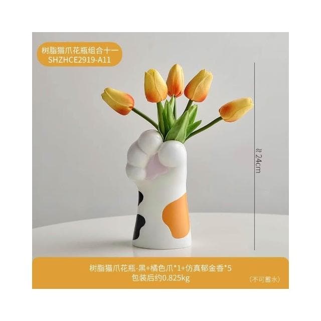 創意可愛貓爪花瓶擺件仿真花家居玄關桌面裝飾品喬遷女生生日禮物