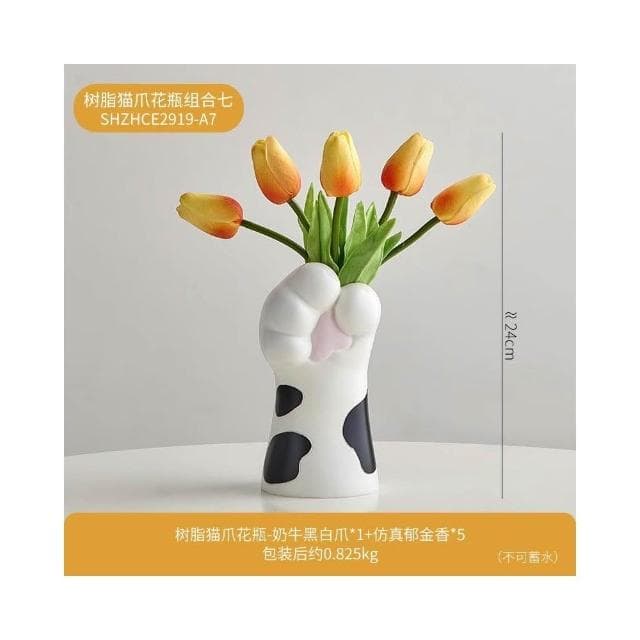 創意可愛貓爪花瓶擺件仿真花家居玄關桌面裝飾品喬遷女生生日禮物