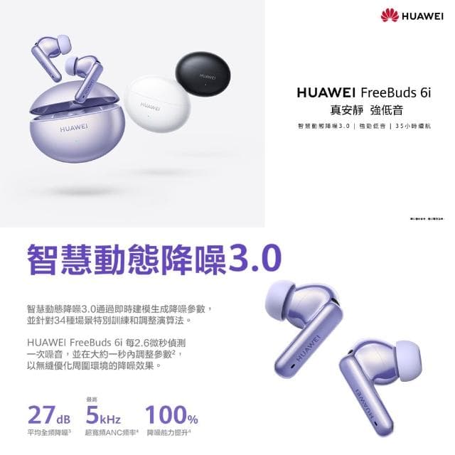 【HUAWEI 華為】FreeBuds 6i 真無線藍牙耳機 (無線耳機/運動耳機)