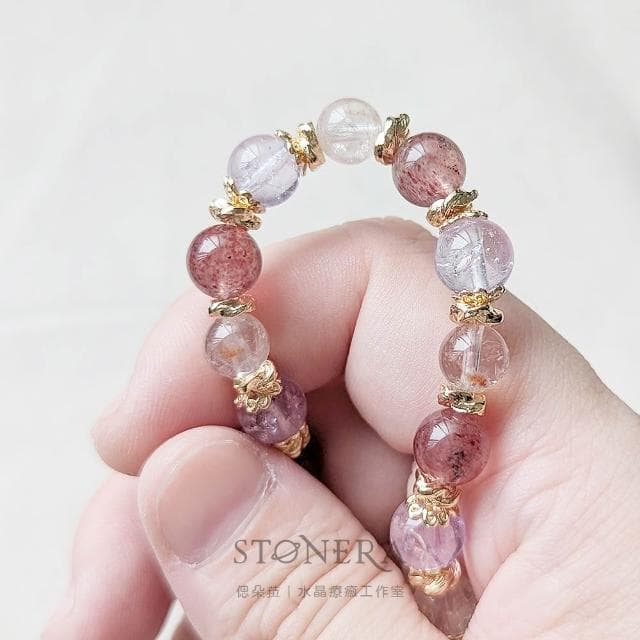Stonera 偲朵菈|靜語之森|天然水晶 草莓晶/紫水晶 手鍊