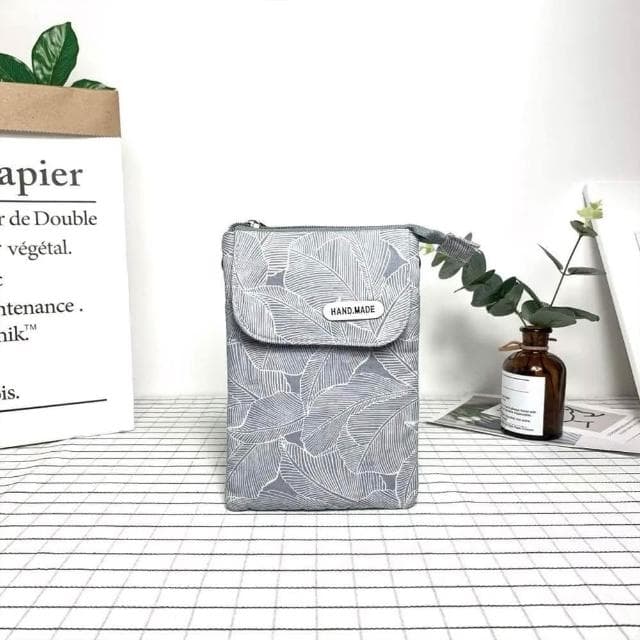 葉子帆布包 斜背包 手機袋 6.5寸 帆布包 單肩包 手機包 iPhone手機掛脖 零錢包 包包