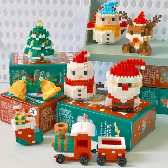 隔日到貨🌈聖誕積木禮盒組 兒童組裝玩具 聖誕樹裝飾 樂樂兄弟益智教具 交換禮物遊戲 聖誕節老人 火車 迷你微型立體積木