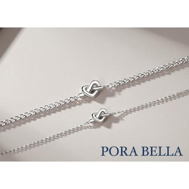 【Porabella】925純銀手鍊 同心結情侶手鏈 愛心結造型純銀 情人節禮物 情侶對鍊 告白 銀飾 Bracelet