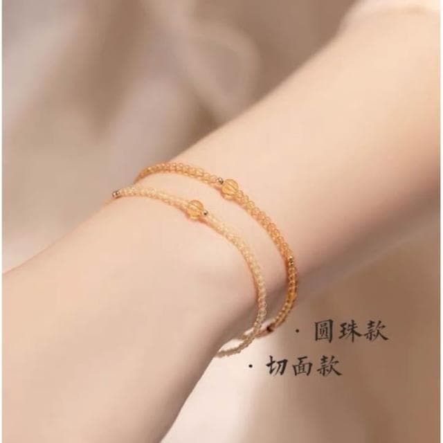 【開運堂】【一夜暴富黃水晶】2MM極細手鍊女14k轉運珠超細設計感小手鏈女友生日禮物(開運堂)