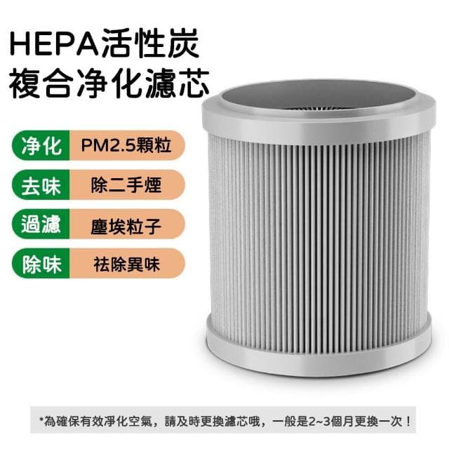 YIZ 輕音空氣凈化器 除甲醛除煙味 USB供電(360°環繞凈化 活性炭HEPA過濾 多送濾芯*1)