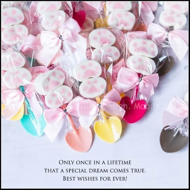 g1759 幸福鏟子「貓掌棉花糖」X100份+大提籃X1個(限宅配)- 喜糖/生日分享/婚禮禮物/二次進場/彌月禮