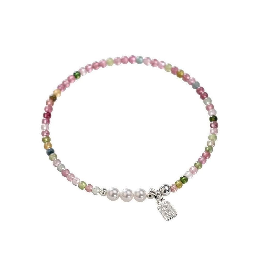 【開運堂】🔥S925純銀 碧璽🔥細款天然小碧璽手鍊輕奢S925純銀福牌手串