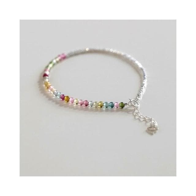 【開運堂】🔥S925純銀 碧璽🔥細款天然小碧璽手鍊輕奢S925純銀福牌手串