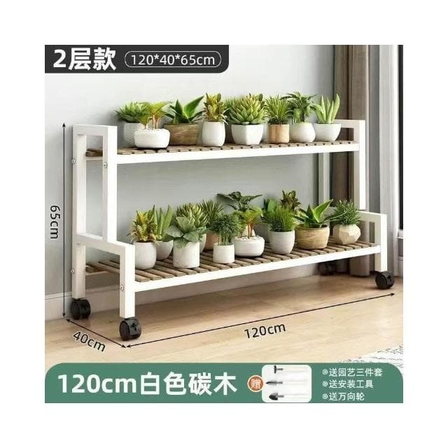 花盆架盆栽架子 植物架 盆栽架子 可移動帶輪置物架階梯 多層花架子