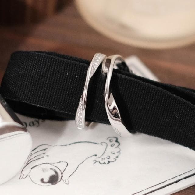 【Porabella】925純銀情侶對戒 莫比烏斯環鋯石情侶戒指 可調開口式對戒 情人節禮物 告白禮物 RINGS FR275