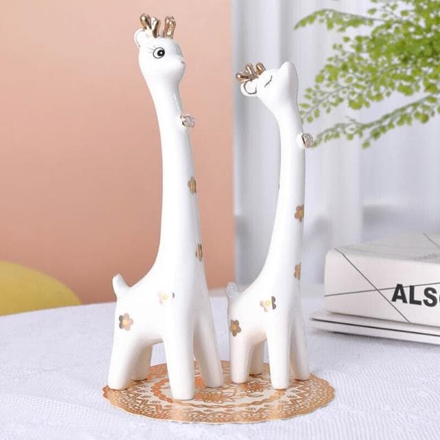 現代陶瓷長頸鹿擺件 創意情侶擺件 喬遷禮物 客廳電視酒櫃擺件 家居工藝裝飾品 裝飾品 玄關擺件 裝飾擺