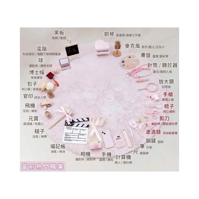 現貨|抓周道具套組 女寶 粉紅 抓周 抓周儀式 木質道具 抓周用品 生日派對 寶寶周歲 木質道具|GoGraphy