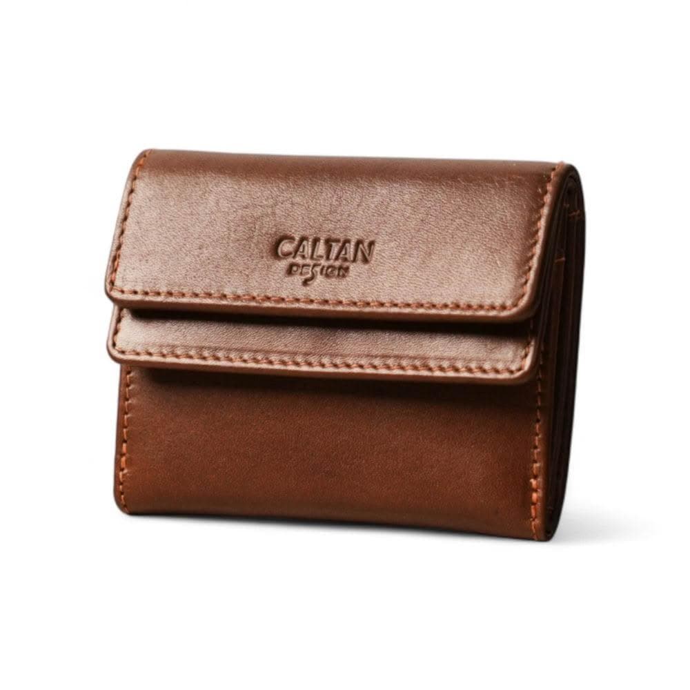 【CALTAN】CALTAN DESIGN | 曡影文藝雙層扣式真皮三折短夾 075351 兩色(真皮 中夾 錢包 招財 母錢包)