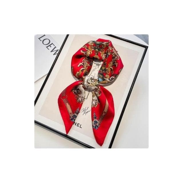 梵花 黑白條紋小方巾絲巾女頭巾春秋搭配襯衫職業裝飾護頸圍脖子薄圍巾