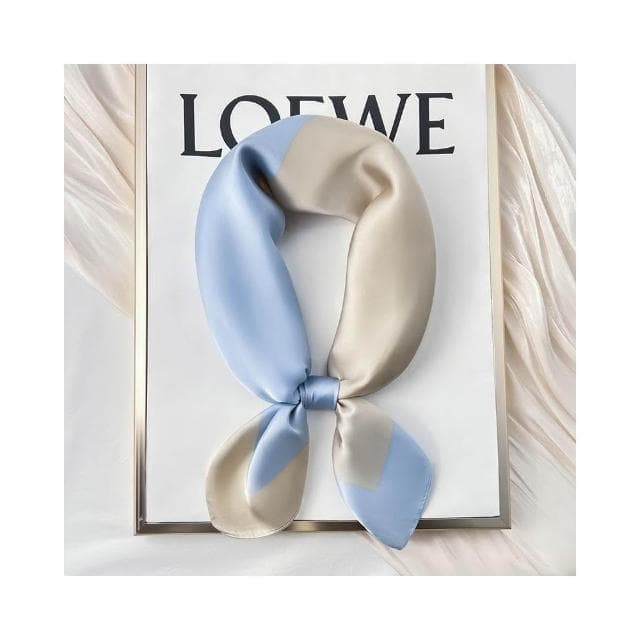 梵花 黑白條紋小方巾絲巾女頭巾春秋搭配襯衫職業裝飾護頸圍脖子薄圍巾