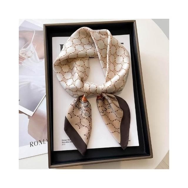 梵花 黑白條紋小方巾絲巾女頭巾春秋搭配襯衫職業裝飾護頸圍脖子薄圍巾