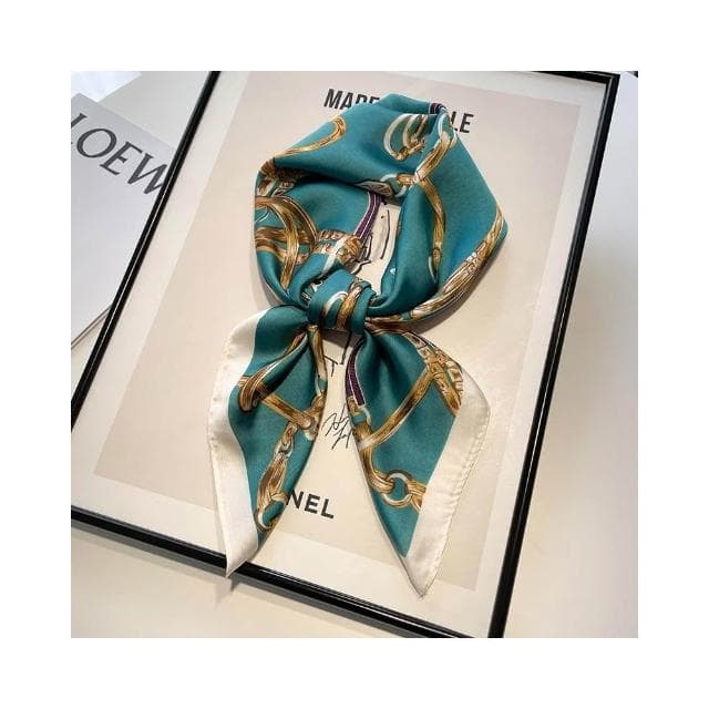 梵花 黑白條紋小方巾絲巾女頭巾春秋搭配襯衫職業裝飾護頸圍脖子薄圍巾