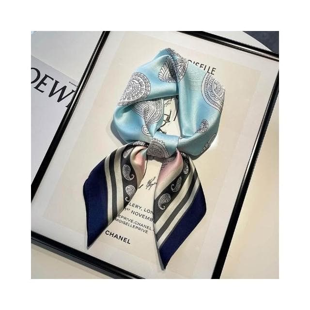 梵花 黑白條紋小方巾絲巾女頭巾春秋搭配襯衫職業裝飾護頸圍脖子薄圍巾