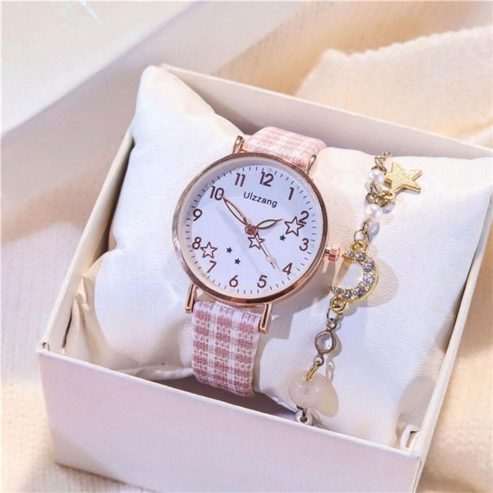 手錶套裝女氣質小眾ins風女用手錶女款學生簡約石英錶國高中生光動能腕錶小朋友高顏值手錶女童可愛生日禮物輕奢高級感手錶
