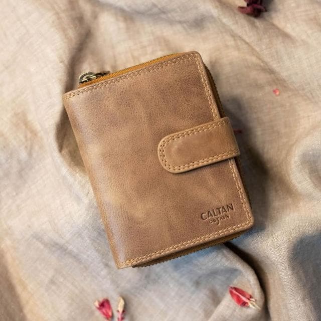 CALTAN DESIGN |扣式多功能兩折零錢短夾 072846 五色(真皮 中夾 皮夾 錢包)