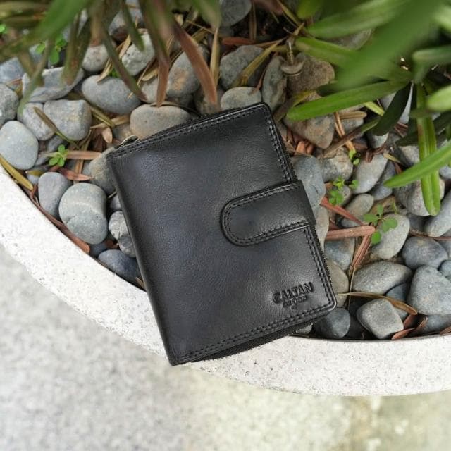 CALTAN DESIGN |扣式多功能兩折零錢短夾 072846 五色(真皮 中夾 皮夾 錢包)