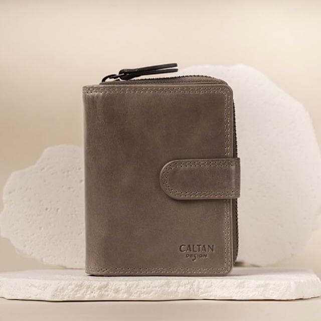 CALTAN DESIGN |扣式多功能兩折零錢短夾 072846 五色(真皮 中夾 皮夾 錢包)