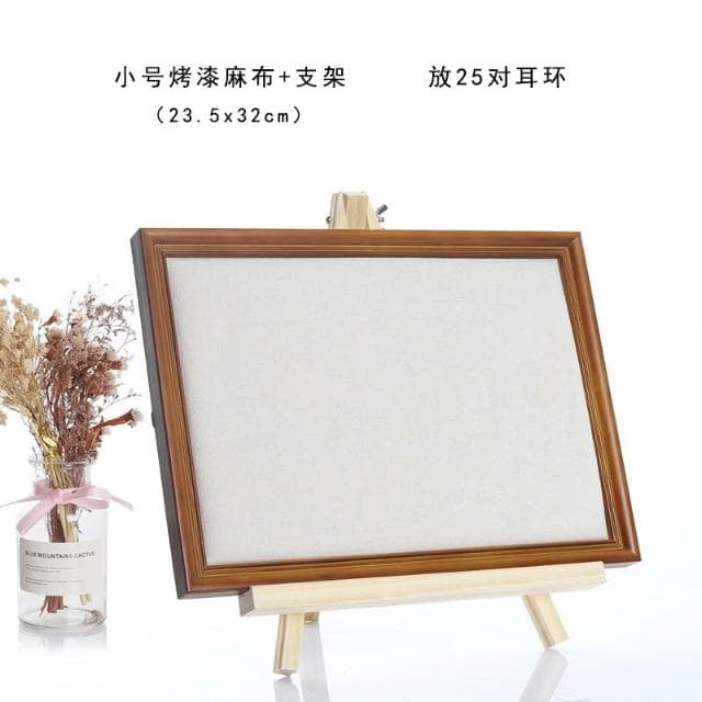 實木相框板掛墻耳環架 女家用首飾架 收納耳釘耳飾項鍊架 飾品展示架 吊墜飾品收納架 擺攤飾品陳列架