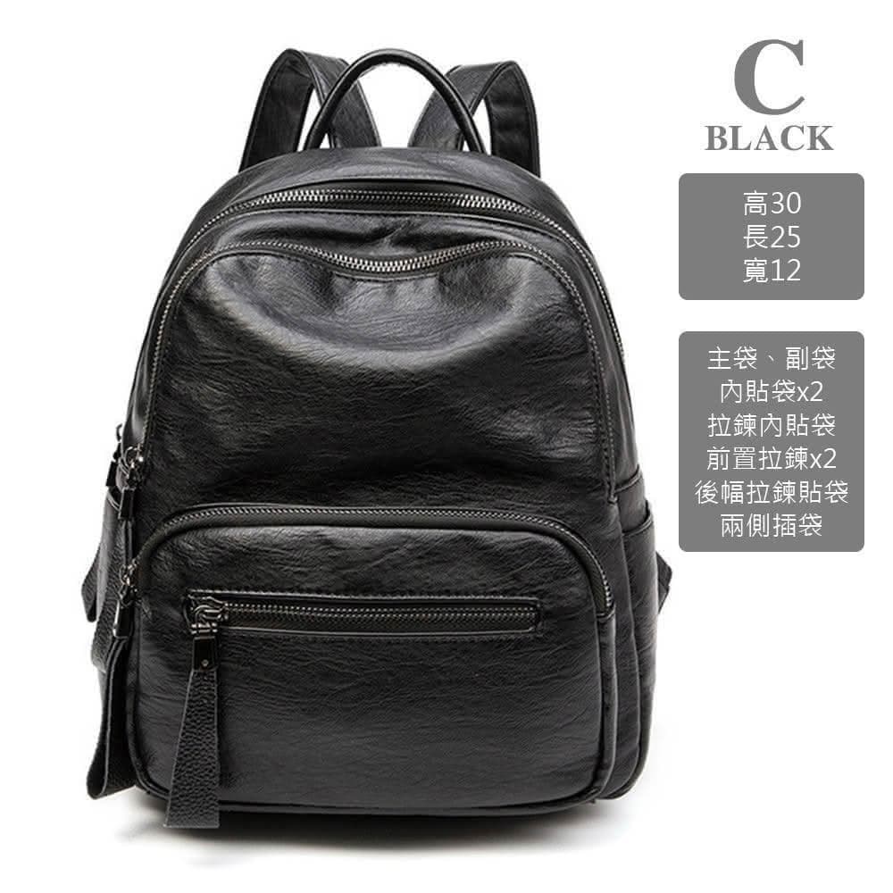 【MoonDy】包包 真皮後背包 輕便後背包 休閒背包 牛皮包包 黑色包包 大容量後背包 旅行包 女生禮物